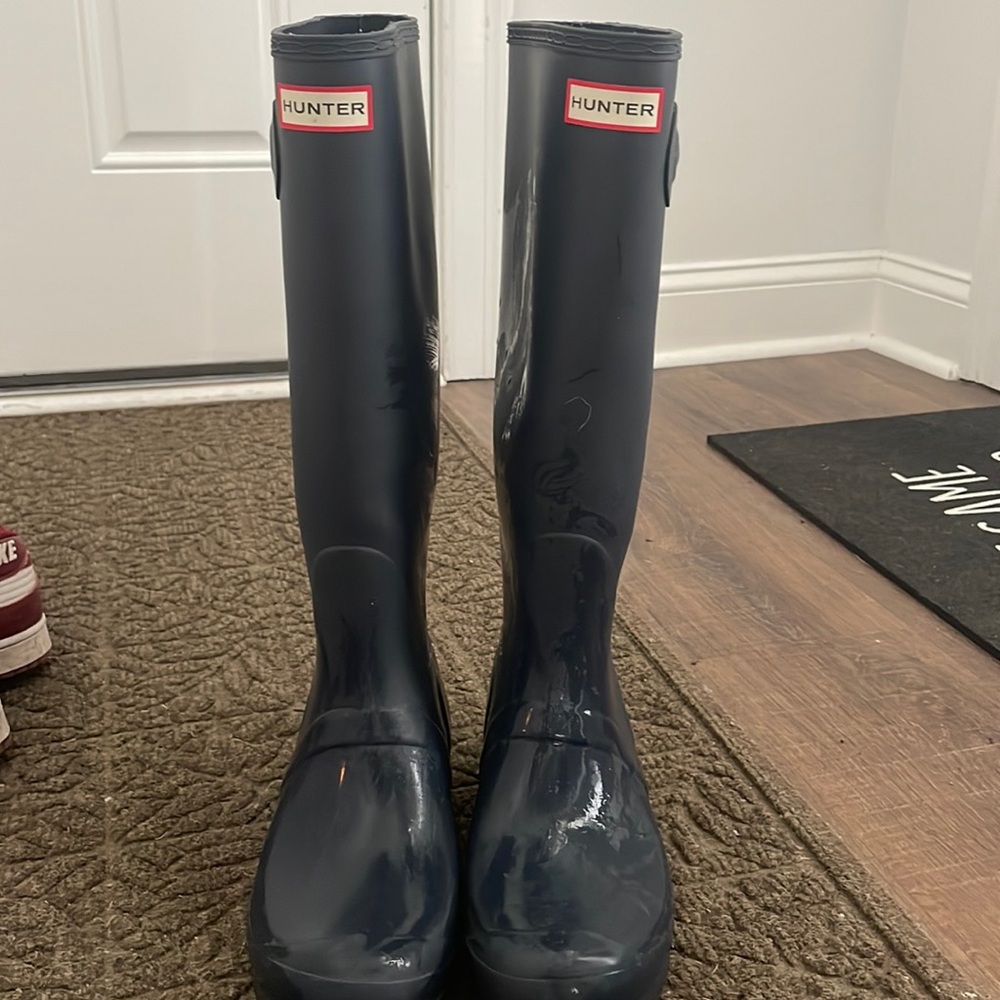 Navy hunter boots tall
